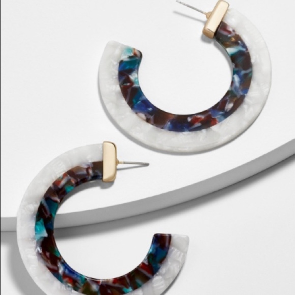 NEW Baublebar Ivory/Black hoop earrings
